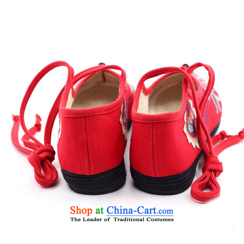 Is small and the old Beijing mesh upper ethnic embroidery pure cotton thousands of women's shoes ZCA11 bottom red 38, is small-mi (LOVELY BEAUTY , , , shopping on the Internet