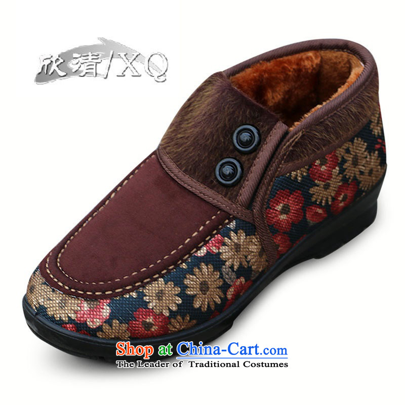 Yan Ching winter old Beijing women in older thick mother mesh upper cotton shoes elderly plus lint-free Warm shoe grandma W110 W112 red light at the end of 40 , , , shopping on the Internet