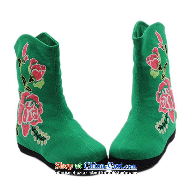 Is small and the old Beijing mesh upper ethnic Mudan increased within embroidery female boots ZCA, H02 Green 37, is small-mi (LOVELY BEAUTY , , , shopping on the Internet