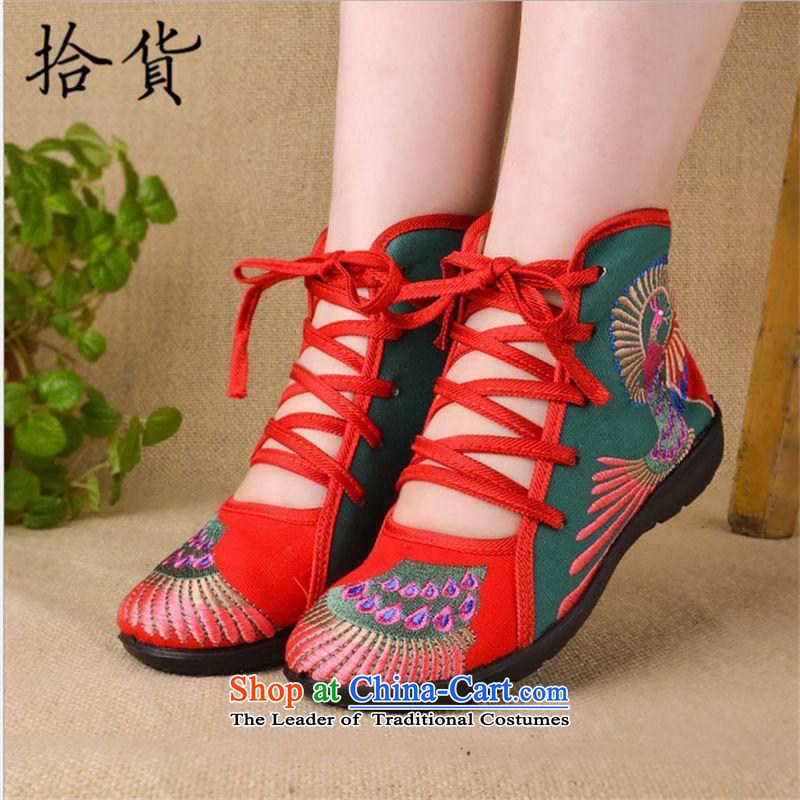 2015 Autumn and winter of Old Beijing mesh upper women shoes embroidered Dance Shoe cross-Strap-flat bottom single shoe ethnic mother, optimize dancing Shoes Plaza NO. original , , , shopping on the Internet