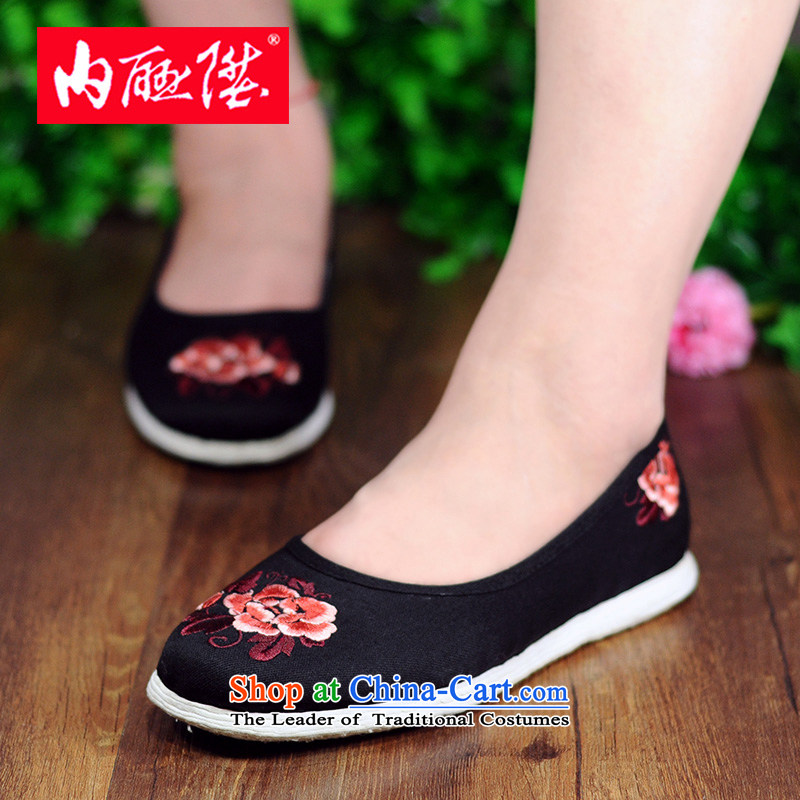 Inline l women shoes mesh upper hand bottom-thousand-layer encryption embroidered peony flowers embroidered shoes, sea is smart casual shoes 8207A old Beijing peony flowers black peony flowers 41 XL, inline l , , , shopping on the Internet