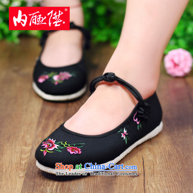 Inline l women shoes mesh upper hand thousands of bottom-wool embroidered encryption handshake female mesh upper old Beijing embroidered shoes 8289A black 37, inline l , , , shopping on the Internet