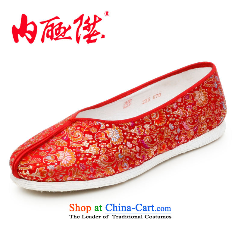 The woman shoes mesh upper hand thousands of bottom-mesh upper with encryption red brocade coverlets stylish casual shoes 8261FA old Beijing Red 40XL