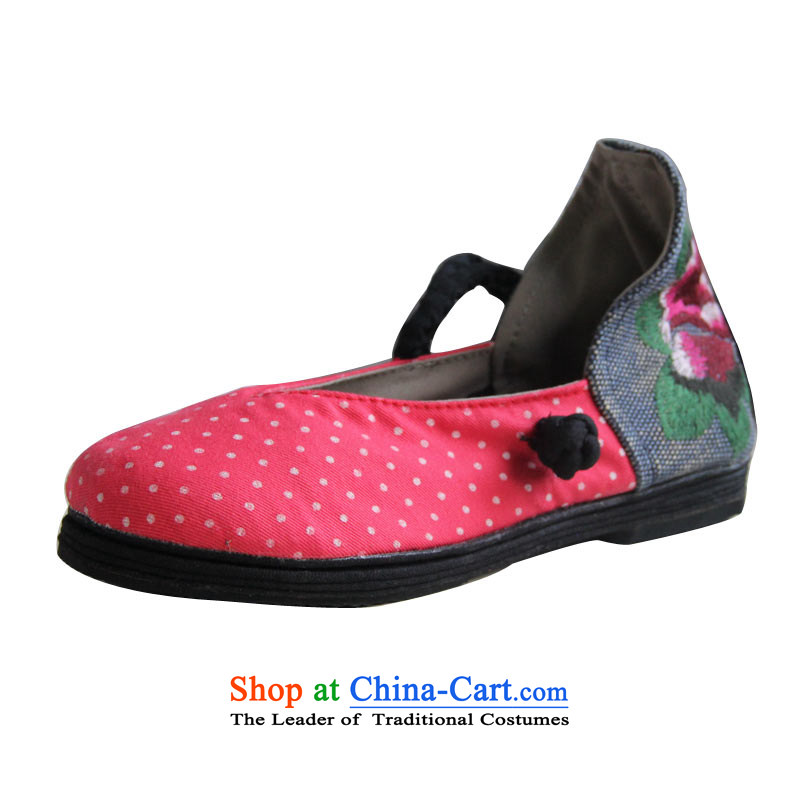 Performing Arts of embroidery of Old Beijing mesh upper layer thousands ground embroidered shoes marriage shoes hasp-style single shoe thick sock S-1 ( Pink 36 arts home shopping on the Internet has been pressed.