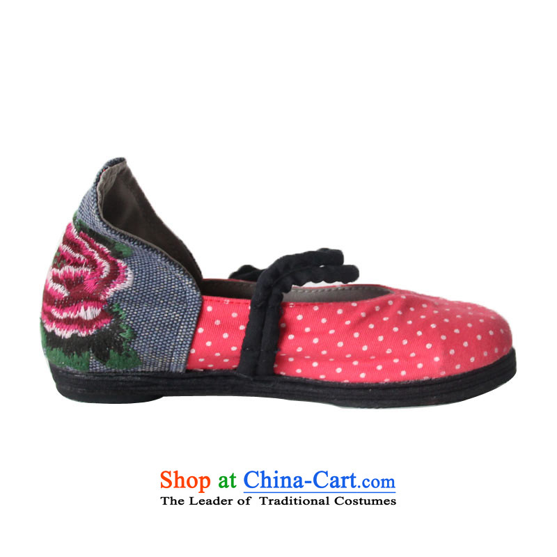 Performing Arts of embroidery of Old Beijing mesh upper layer thousands ground embroidered shoes marriage shoes hasp-style single shoe thick sock S-1 ( Pink 36 arts home shopping on the Internet has been pressed.