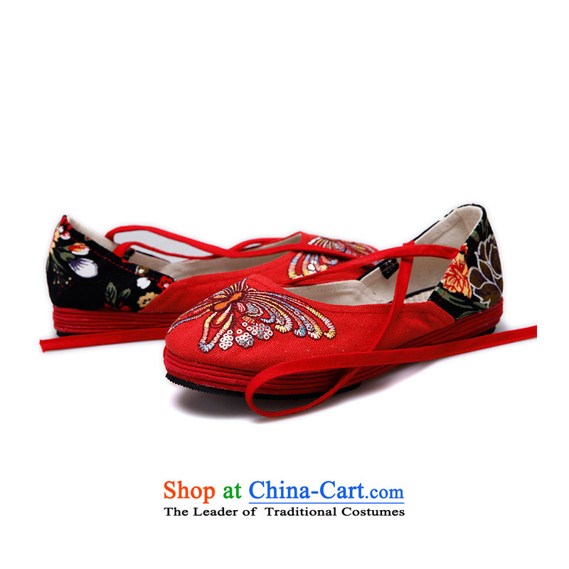 Performing arts companies of Old Beijing mesh upper butterfly spend thousands of embroidered shoes bottom mesh upper stylish single women shoes S-3 red 38, performing arts companies , , , shopping on the Internet