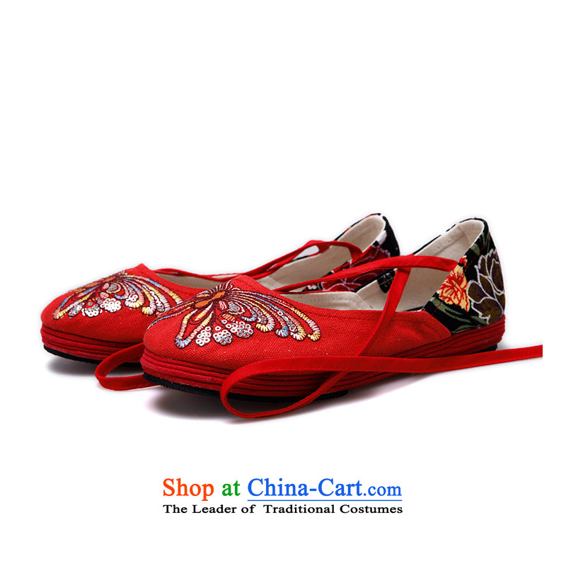 Performing arts companies of Old Beijing mesh upper butterfly spend thousands of embroidered shoes bottom mesh upper stylish single women shoes S-3 red 38, performing arts companies , , , shopping on the Internet