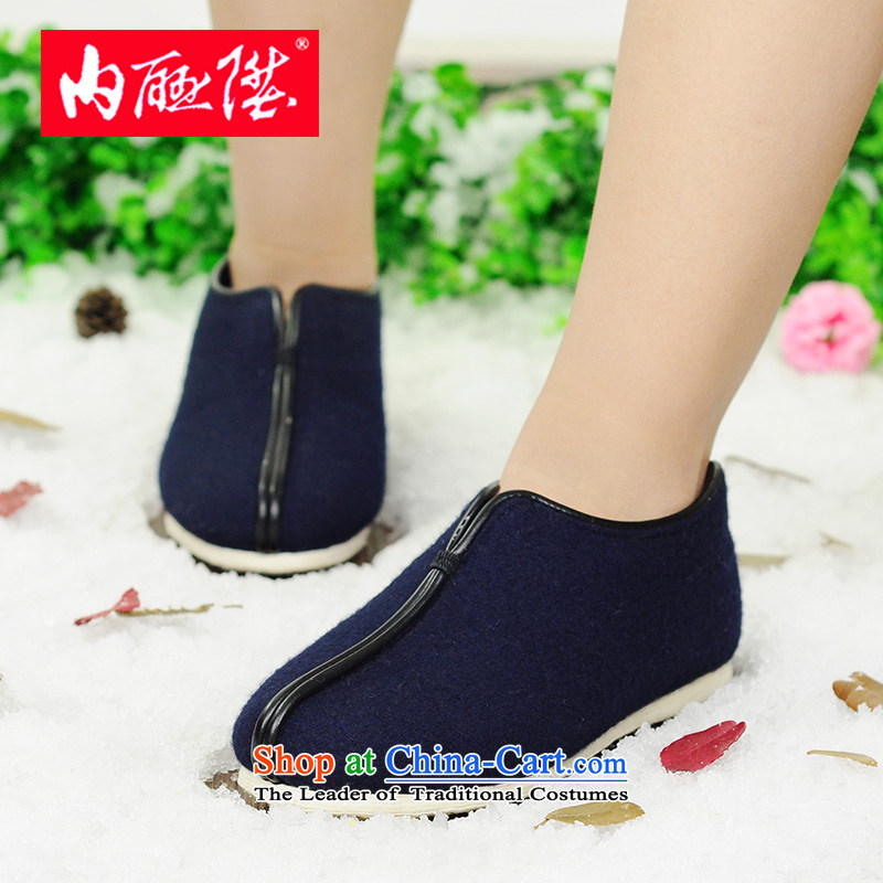 Inline l female cotton shoes mesh upper hand thousands of bottom-lan and then encrypt the cotton shoes for autumn and winter warm cotton shoes and stylish lounge old Beijing 8263A 8263A mesh upper blue/black 38, inline l , , , shopping on the Internet