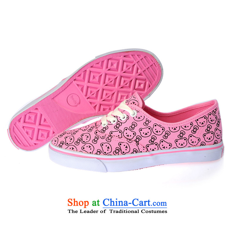 Good rain season when the timeout of Cubs cartoon female hand-painted a light pink color with a low canvas shoes as the OSCE Code 37 - equivalent to 38 standard code, good rain season (A GOOD RAIN KNOWS) , , , shopping on the Internet