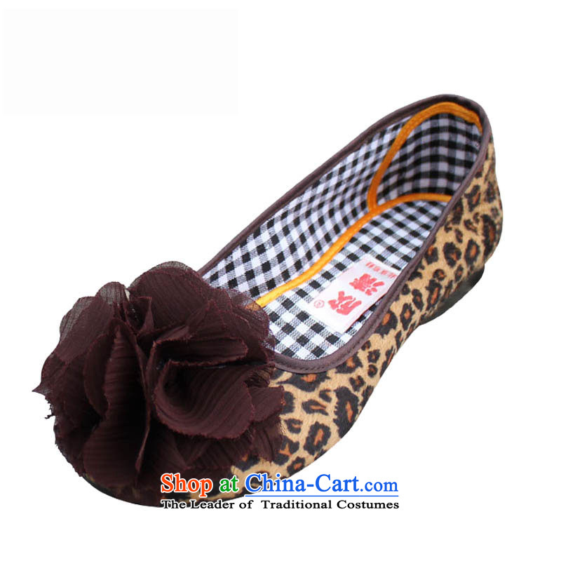 Yan Ching spring is smart casual flat shoe light port of Old Beijing mesh upper with comfort and breathability work shoes mother shoe large single shoe?350-11?Leopard?40