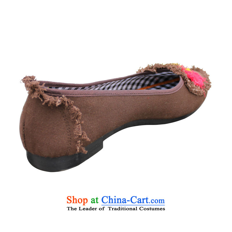 Welcomes the definition spring XQ/ old Beijing mesh upper woman shoes, casual dancing shoes flat bottom shoe stylish mesh upper with single Ms. 160-2 Brown 36 Yan Ching (XQ) , , , shopping on the Internet