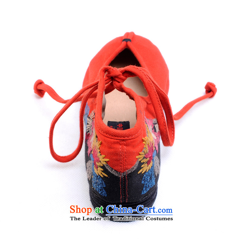 Hon-dance genuine autumn new old Beijing mesh upper female embroidered shoes with ethnic women shoes soft and comfortable traditional gigabit layer with the women's base flat shoe Hon Tien orange 35, Han-dance , , , shopping on the Internet