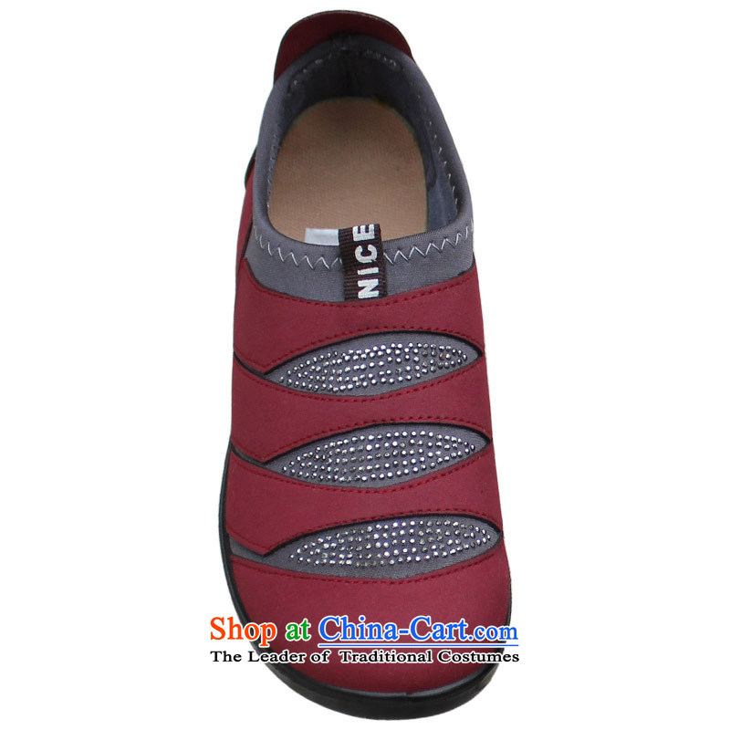Yan Ching new spring of Old Beijing mesh upper woman shoes, casual stretch fabric in a breathable elderly mother shoe 368  37, Yan Ching (mauve XQ) , , , shopping on the Internet