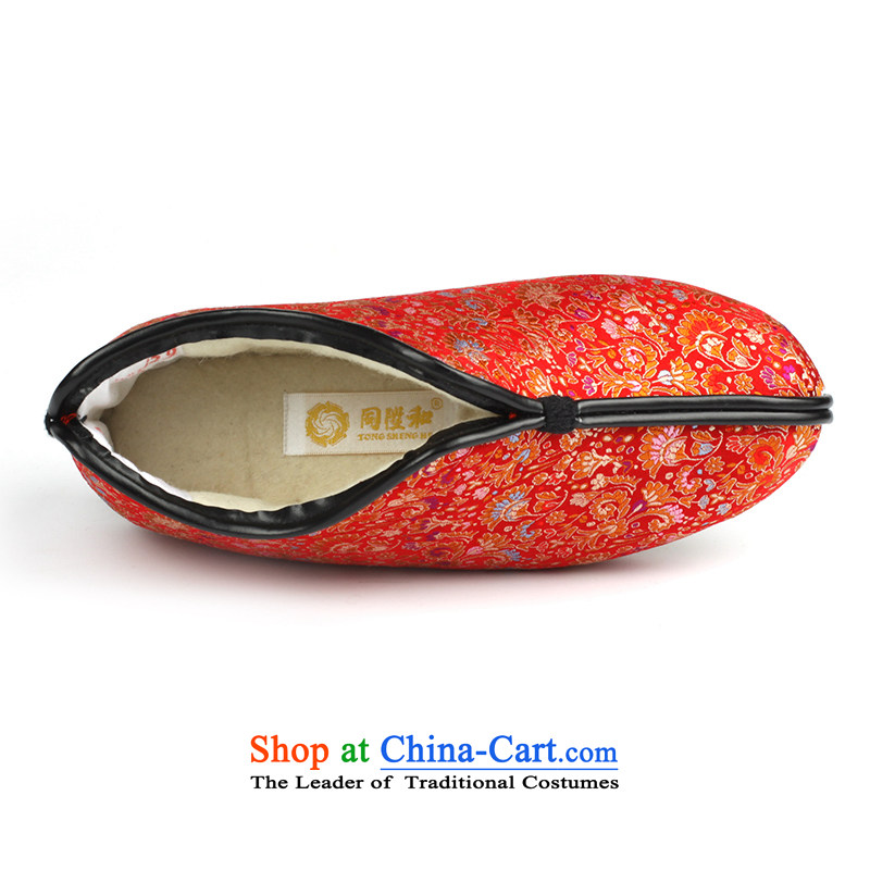 The L and the old Beijing mesh upper winterization warm manually bottom thousands of cotton shoes brocade coverlets female cotton shoes red chicken Koon-on cotton red 35, with l and shopping on the Internet has been pressed.