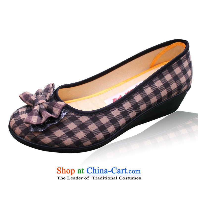 Yan Ching spring and summer leisure old Beijing mesh upper with women shoes in Paju Fashion Shoes leisure bow tie mother shoe 710 Brown 37