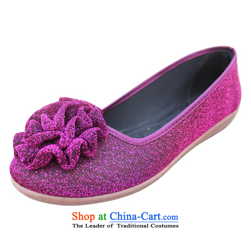 Yan Ching spring is smart casual old Beijing mesh upper women shoes round head flat comfortable soft bottoms leisure shoes pregnant women shoes?l-9 mother?Deep Violet?38