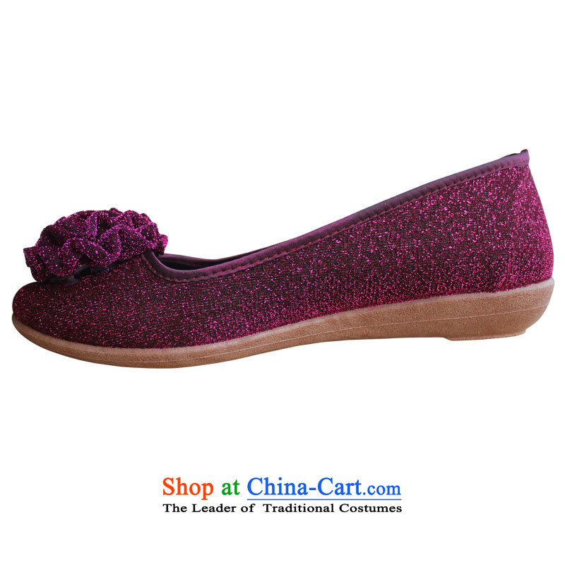 Yan Ching spring is smart casual old Beijing mesh upper women shoes round head flat comfortable soft bottoms leisure shoes pregnant women shoes l-9 mother deep violet 38, Yan Ching (XQ) , , , shopping on the Internet