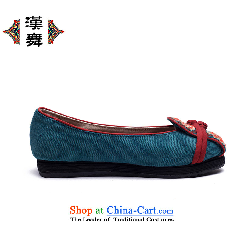 Hon-dance genuine old Beijing mesh upper for women of ethnic light classic one port pure cotton shoes thousands of base flat with comfortable light port embroidered shoes C.O.D. topology sticks blue 36, Han-dance , , , shopping on the Internet