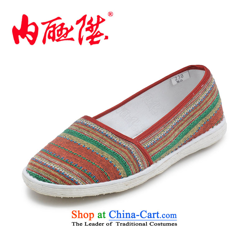 Inline l women shoes mesh upper hand-encryption of the bottom layer of thousands of mixed connector side port side smart casual shoes 8648A old Beijing Green mix streaks 37