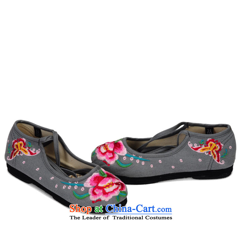 Performing Arts of thousands of bottom embroidered shoes of ethnic mesh upper single women shoes HZ-9 gray 38, performing arts companies , , , shopping on the Internet