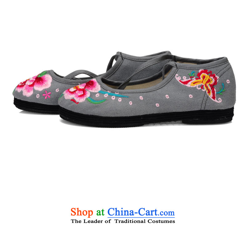 Performing Arts of thousands of bottom embroidered shoes of ethnic mesh upper single women shoes HZ-9 gray 38, performing arts companies , , , shopping on the Internet