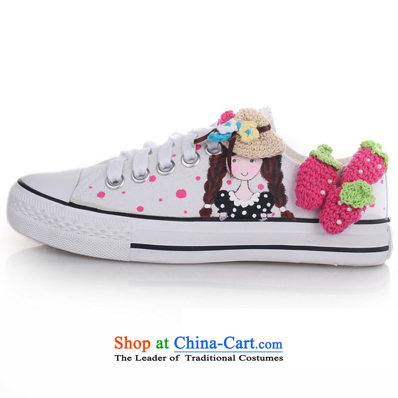  The new 2015 princess city hand-painted original DIY nails shoes to spend the tether strap canvas shoes leisure shoes DDB001 hand-painted white + 38 standard code, Princess (cityprincess City) , , , shopping on the Internet