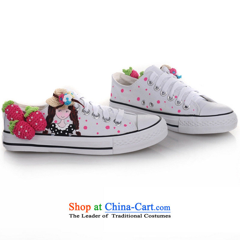  The new 2015 princess city hand-painted original DIY nails shoes to spend the tether strap canvas shoes leisure shoes DDB001 hand-painted white + 38 standard code, Princess (cityprincess City) , , , shopping on the Internet