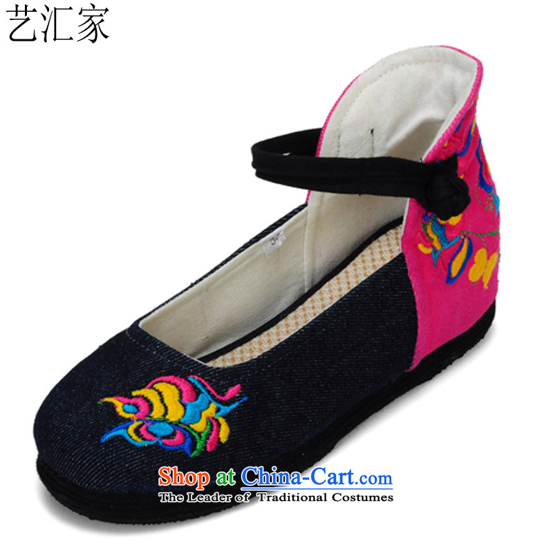 Performing Arts new stylish embroidered shoes bottom of thousands of women shoes increased within mesh upper Blue HZ-8 39