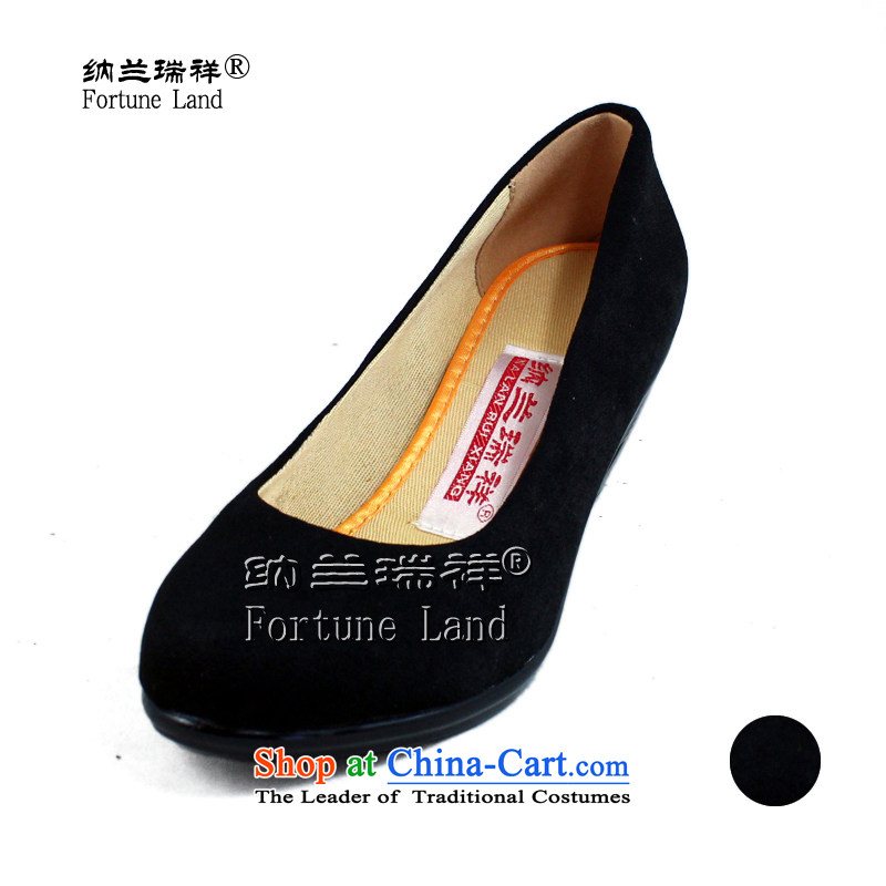 Genuine Old Beijing cloth shoes Lanna Ruixiang new spring and autumn, comfortable and stylish casual women shoes female slope heels hotel, in the work of the women's 009 Black39