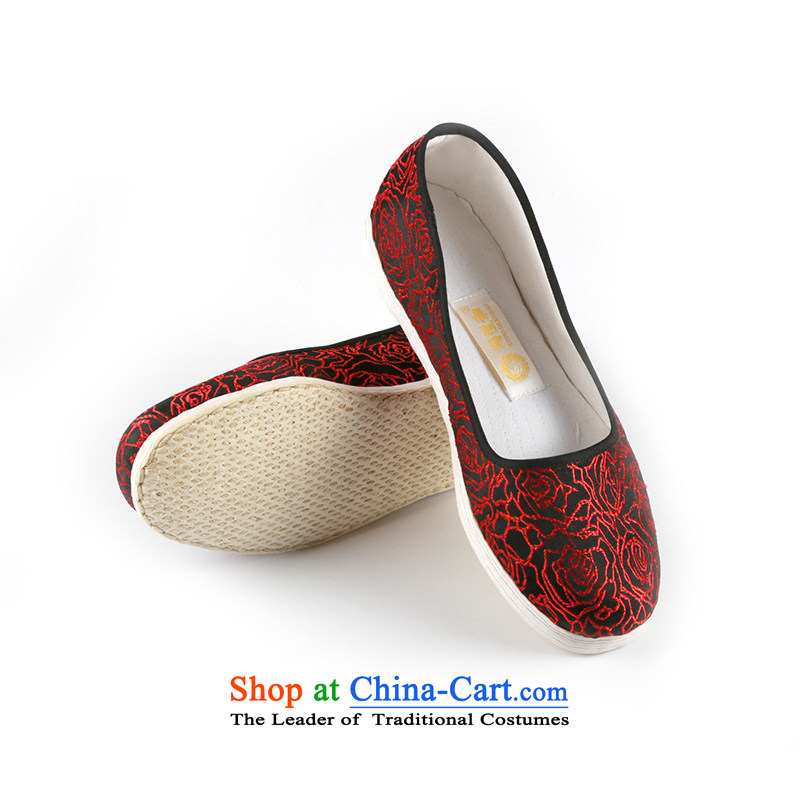 The l and thousands of old Beijing Ms. bottom manually mesh upper marriage shoes rose satin red 35 million with sea-L and shopping on the Internet has been pressed.