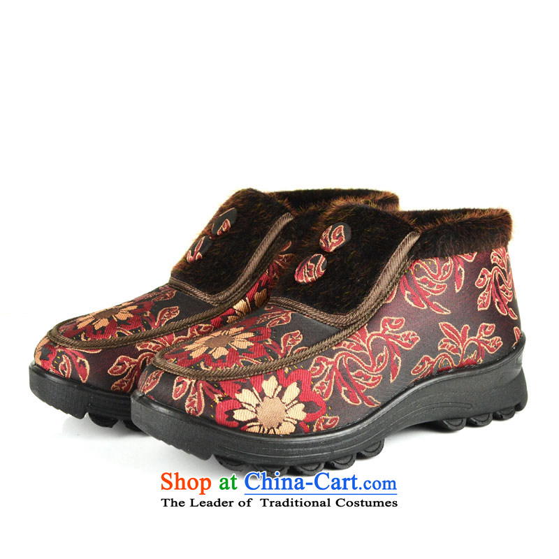 The first door of Old Beijing mesh upper female winter) cotton shoes in older mother shoe cotton shoe has a non-slip thick elderly shoes warm cloth boots-thick cotton shoes female red 36, Purple Door (zimenyuan) , , , shopping on the Internet