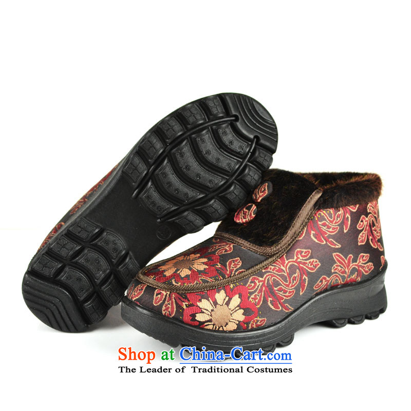 The first door of Old Beijing mesh upper female winter) cotton shoes in older mother shoe cotton shoe has a non-slip thick elderly shoes warm cloth boots-thick cotton shoes female red 36, Purple Door (zimenyuan) , , , shopping on the Internet