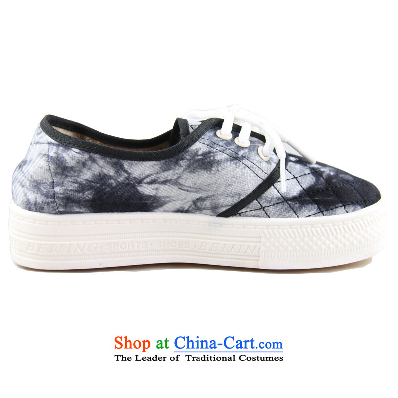 Magnolia Old Beijing mesh upper stylish tie-dye thick leisure canvas shoes 2312-935 Black 35 Magnolia shopping on the Internet has been pressed.
