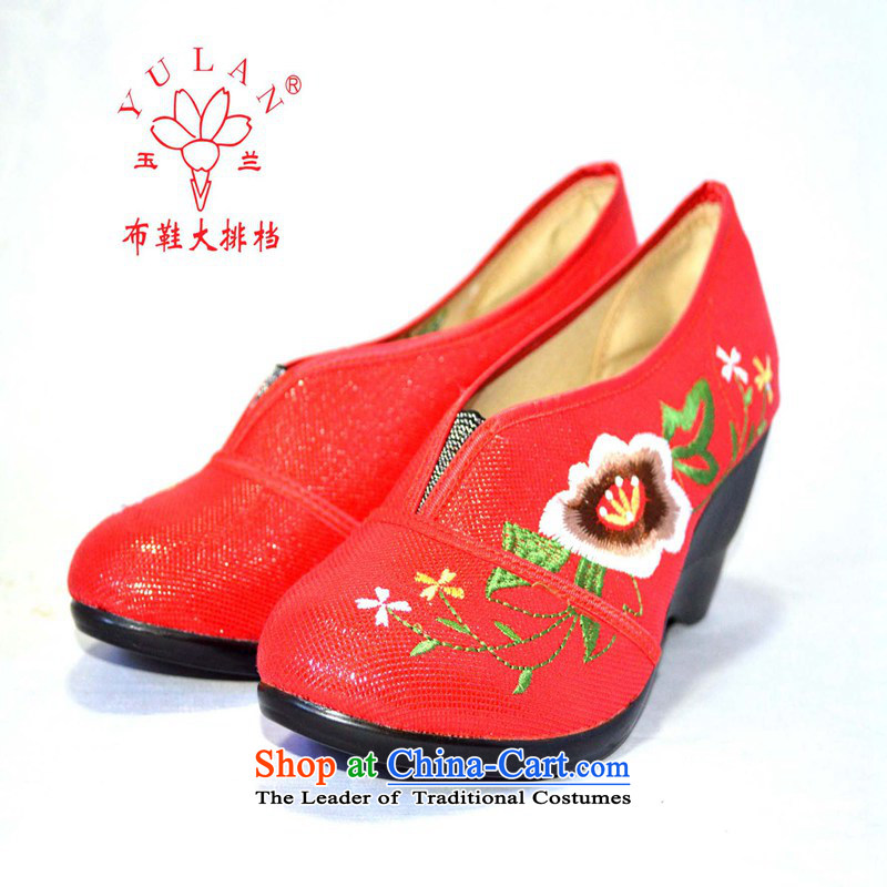 Magnolia Old Beijing mesh upper 2312-819 embroidery Fashion Shoes Red?35