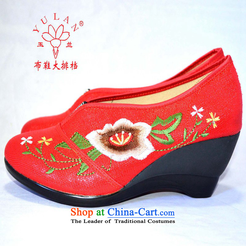 Magnolia Old Beijing mesh upper 2312-819 embroidery Fashion Shoes Red 35 Magnolia shopping on the Internet has been pressed.