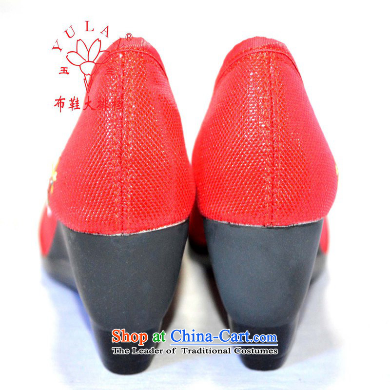 Magnolia Old Beijing mesh upper 2312-819 embroidery Fashion Shoes Red 35 Magnolia shopping on the Internet has been pressed.