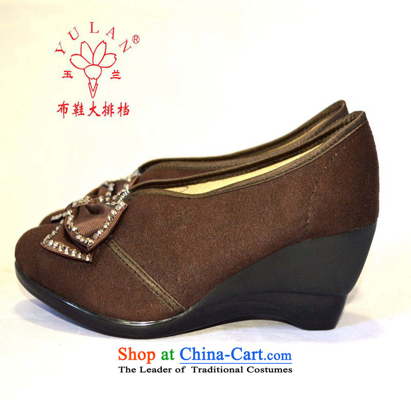 Magnolia Old Beijing mesh upper diamond bow tie is smart casual slope with a lady's shoe 2312-816 Brown 36 Magnolia shopping on the Internet has been pressed.