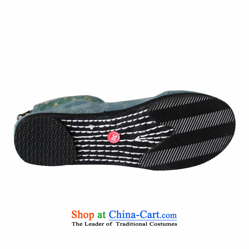 Performing Arts of thousands of bottom embroidered shoes of Old Beijing mesh upper single shoe single shoe L-2 pale green 36 arts home shopping on the Internet has been pressed.