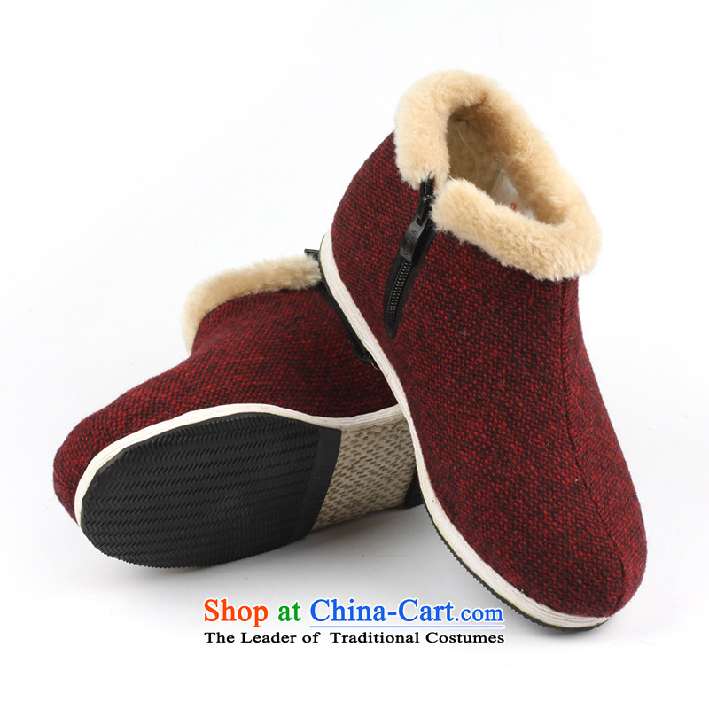 The L and the old Beijing mesh upper with thousands of women shoes bottom warm winter manually cotton shoes adhesive thousands 87 pull locking cotton red 38, with l and shopping on the Internet has been pressed.