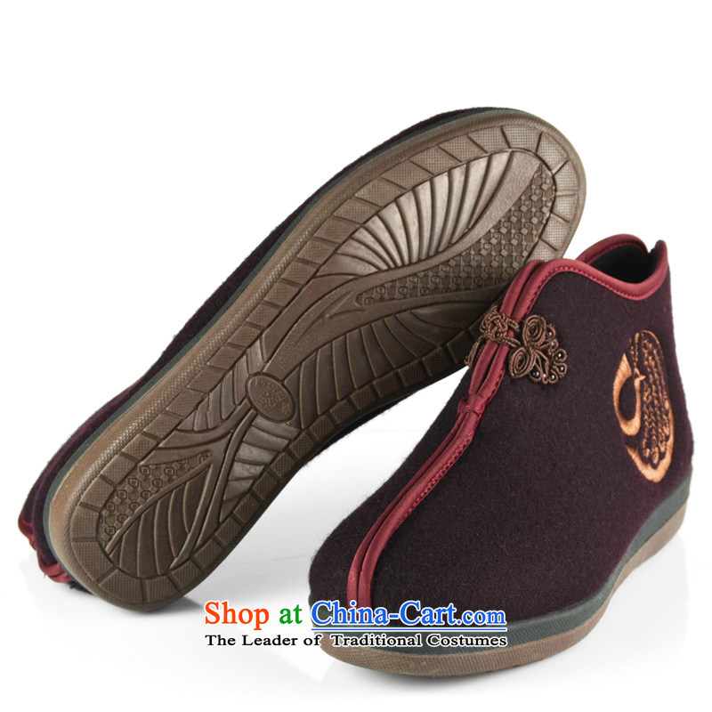 The first door of Old Beijing mesh upper for autumn and winter, female mother shoe-second anti-slip soft cotton shoes bottom elderly ethnic shoes leisure shoes red 38, Purple Door (zimenyuan) , , , shopping on the Internet