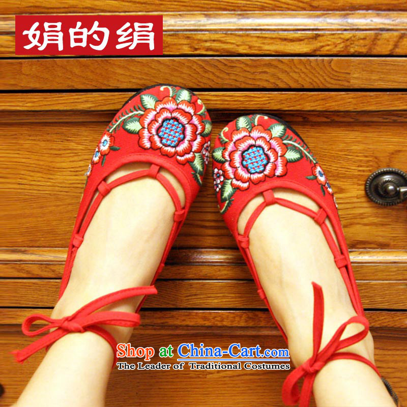 The silk autumn old Beijing mesh upper ethnic embroidered shoes thousands of women shoes dance floor single Shoes, Casual Shoes13-5 36 Ms Shelley red silk , , , shopping on the Internet