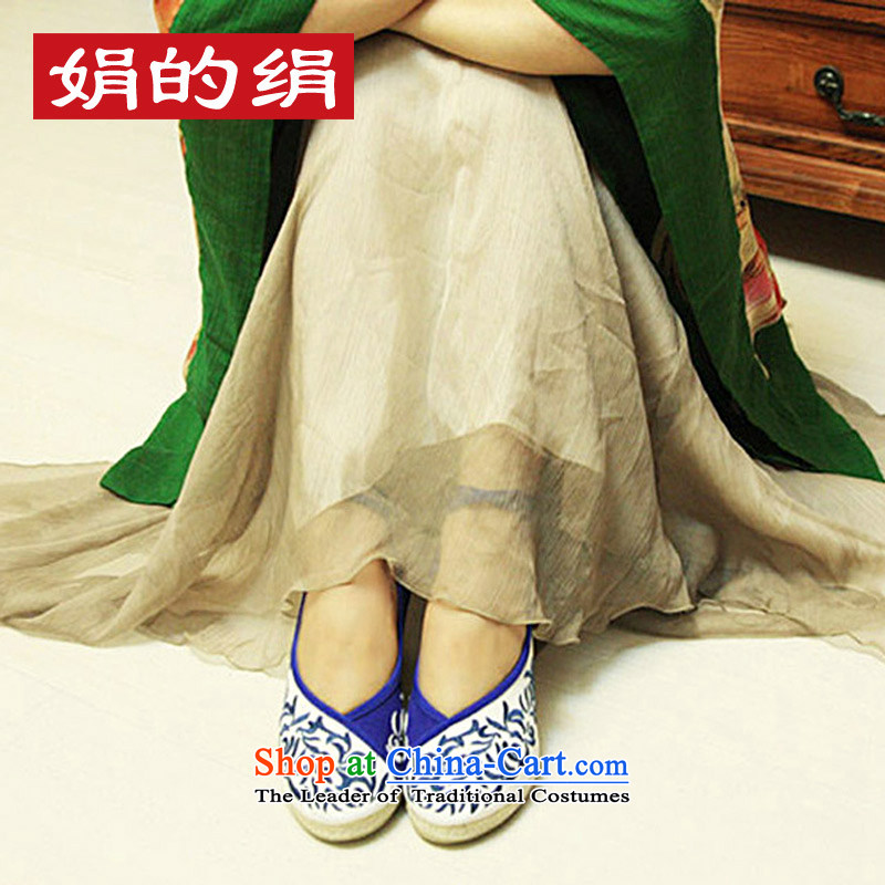 The silk fall of Old Beijing National wind the the high-heel shoes slope with the embroidered shoes porcelain straps mesh upper leisure shoes 301-6 white 38, Ms Shelley silk , , , shopping on the Internet