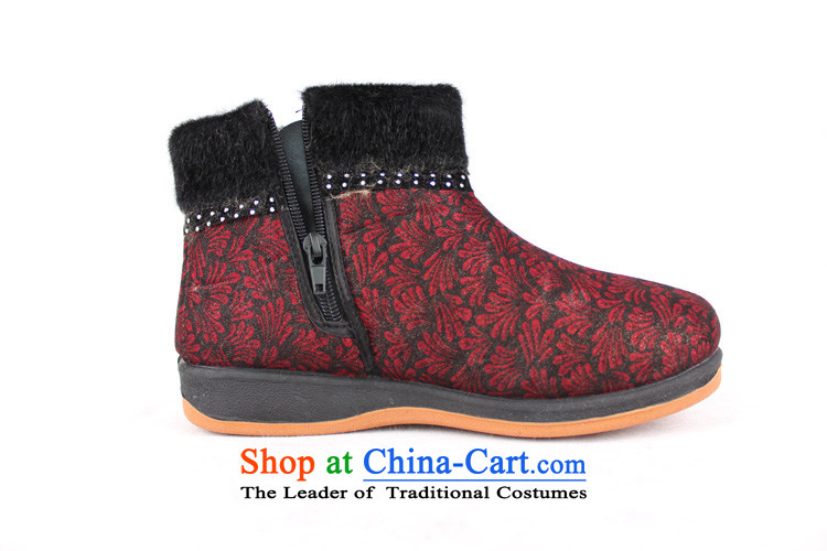 Genuine step-mesh upper with old Beijing Women Ramadan shoes warm winter side zip in older anti-slip soft cotton shoes WG02 bottom mother female cotton shoes red 40 pictures, prices, brand platters! The elections are supplied in the national character of distribution, so action, buy now enjoy more preferential! As soon as possible.