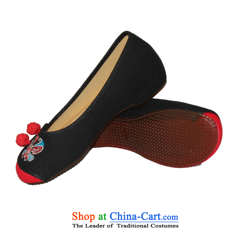 Magnolia Old Beijing mesh upper spring and summer ethnic Peking opera embroidered shoes, increase color stitching slope with the female singles Shoes, Casual Shoes 2312-1015 Black 39 Magnolia shopping on the Internet has been pressed.