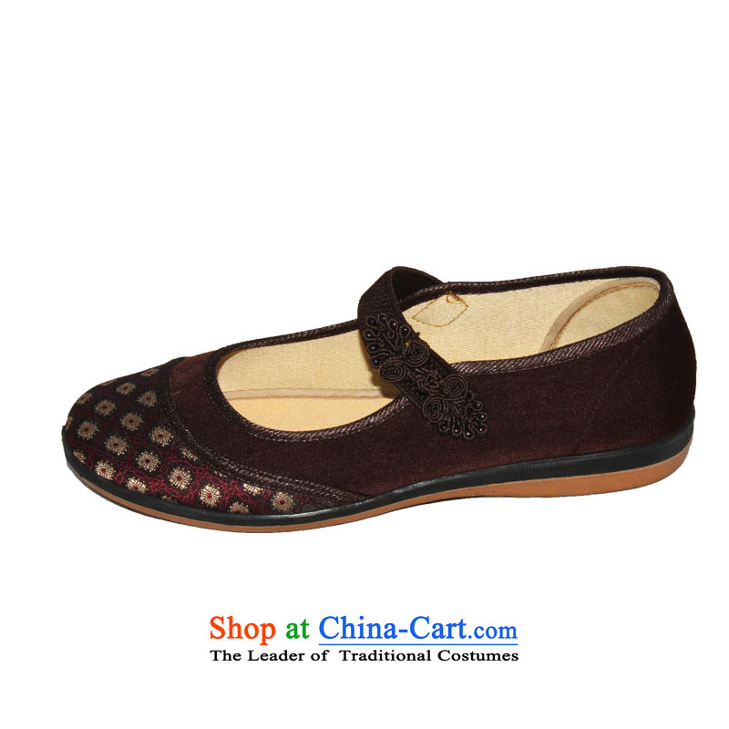 Magnolia Old Beijing mesh upper spring and autumn, women shoes a field has a non-slip soft bottoms wear sleeve detained in older mother shoe embroidered elastic shoe 2312-1030 Brown 40 Magnolia shopping on the Internet has been pressed.