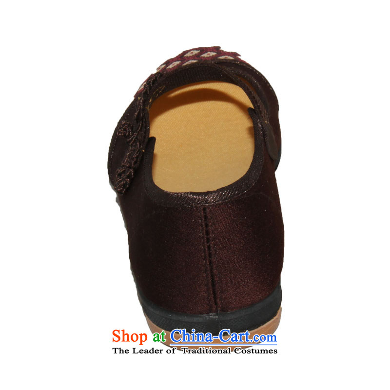 Magnolia Old Beijing mesh upper spring and autumn, women shoes a field has a non-slip soft bottoms wear sleeve detained in older mother shoe embroidered elastic shoe 2312-1030 Brown 40 Magnolia shopping on the Internet has been pressed.