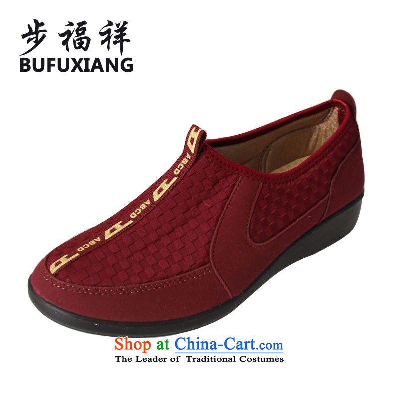 Step Fuk Cheung 2015 new women's shoe single shoe old Beijing mesh upper flat shoe 66011 Red 40
