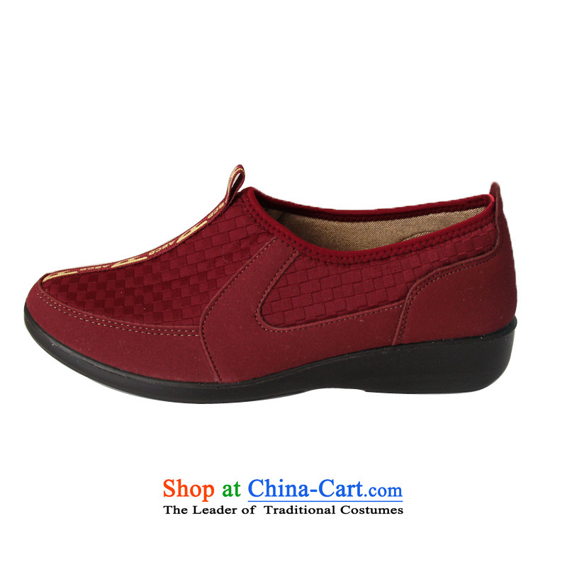 Step Fuk Cheung 2015 new women's shoe single shoe old Beijing mesh upper flat shoe 66011 red 40, step-by-step Fuk Cheung shopping on the Internet has been pressed.