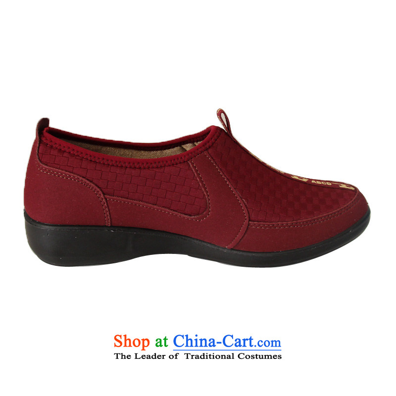 Step Fuk Cheung 2015 new women's shoe single shoe old Beijing mesh upper flat shoe 66011 red 40, step-by-step Fuk Cheung shopping on the Internet has been pressed.