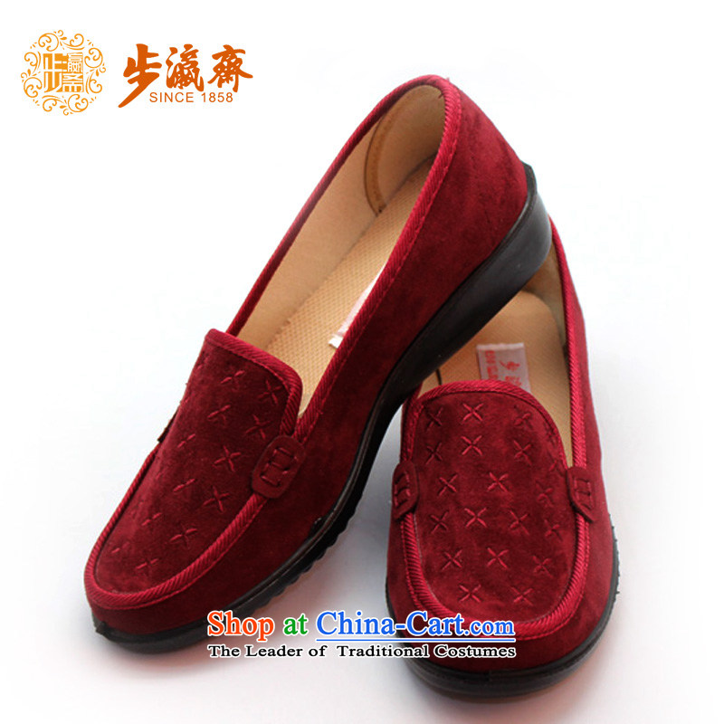 The Chinese old step-young of Old Beijing mesh upper slip Ramadan wear shoes gift home leisure shoes shoe womens single shoe 23199 35-step wine red Ramadan , , , shopping on the Internet